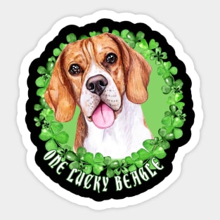 One Lucky Beagle Funny St. Patrick Dog Sticker